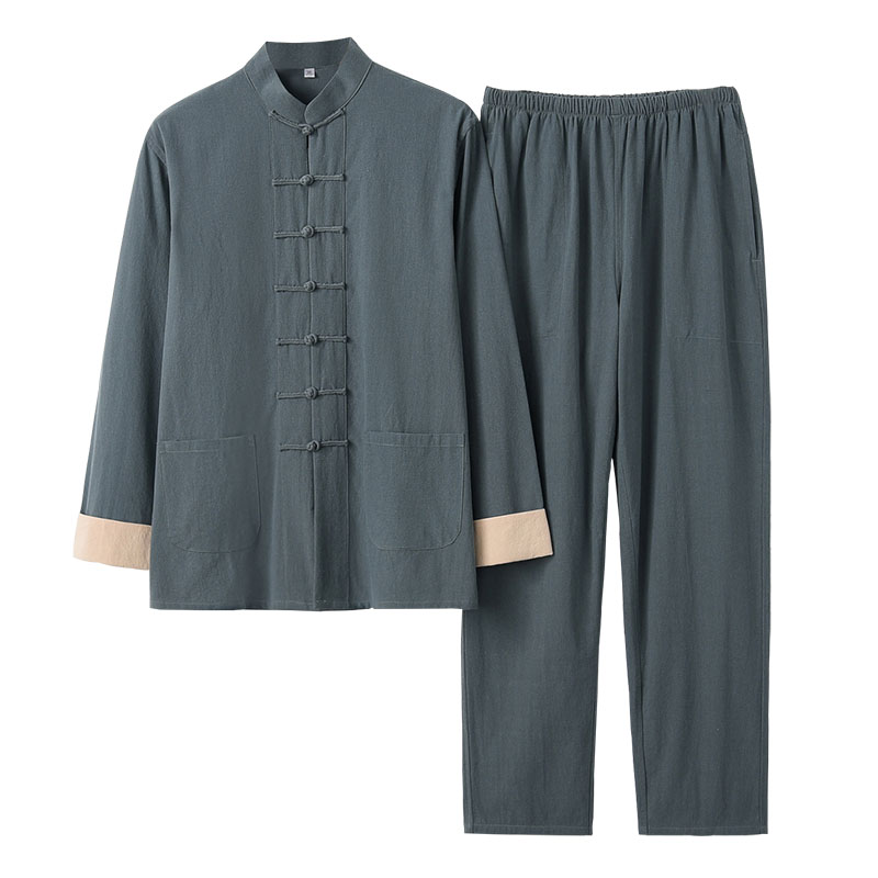 中式唐装男棉麻古风复古汉服禅服
