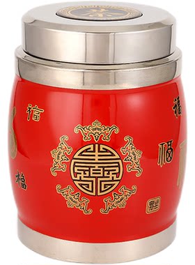 不锈钢双层盖加厚创意密封茶叶罐