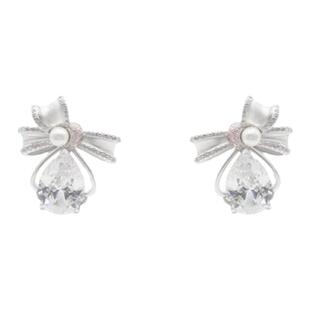 PP饰品《浪漫之名》 蝴蝶结珍珠925纯银耳环女轻奢设计高级感耳饰