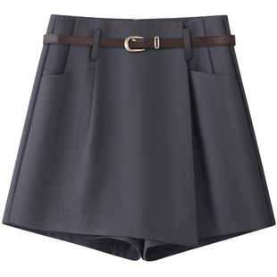 高端欧货裙裤短款设计感西装阔腿裤女秋2025新高腰显瘦A字短裤