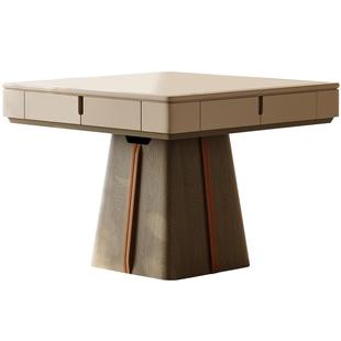 四方城奶油风轻奢实木麻将机餐桌两用全自动低音电动新中式麻将桌