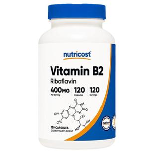 维生素B2 Vitamin B2核黄素120粒高含量400毫克美国直邮Nutricost