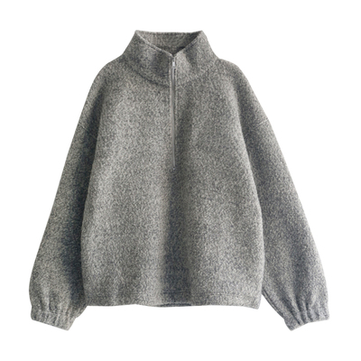 徐大脸吖定制 慵懒松弛感秋冬半拉链立领廓形圈圈羊毛卫衣女上衣