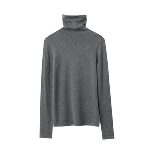 Amii2025冬新款高领小宽肩修身显瘦丝光毛衣女基础百搭打底上衣