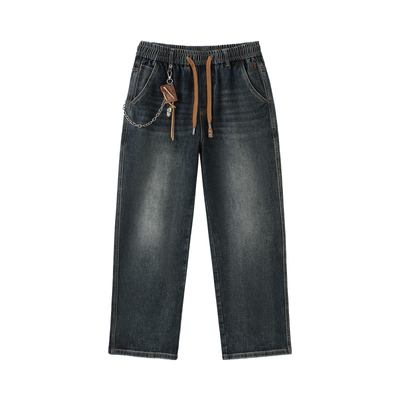 快鱼街潮阔腿宽松牛仔裤