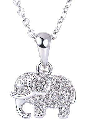 925纯银项链女锁骨韩版时尚大象学生个性微镶小象吊坠diy手串挂件