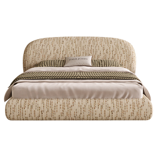 PAULJOHN政府补贴进口棉麻布艺床主卧室床设计师新款极简储物婚床