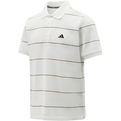 Adidas/阿迪达斯官方正品新款男白灰色条纹翻领短袖Polo衫KS0420