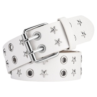 Darkblue白色铆钉cleanfit朋克星星腰带免打孔y2k小众牛仔裤皮带