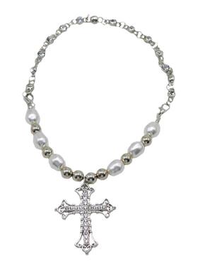 奢华珍珠十字架项链女ins