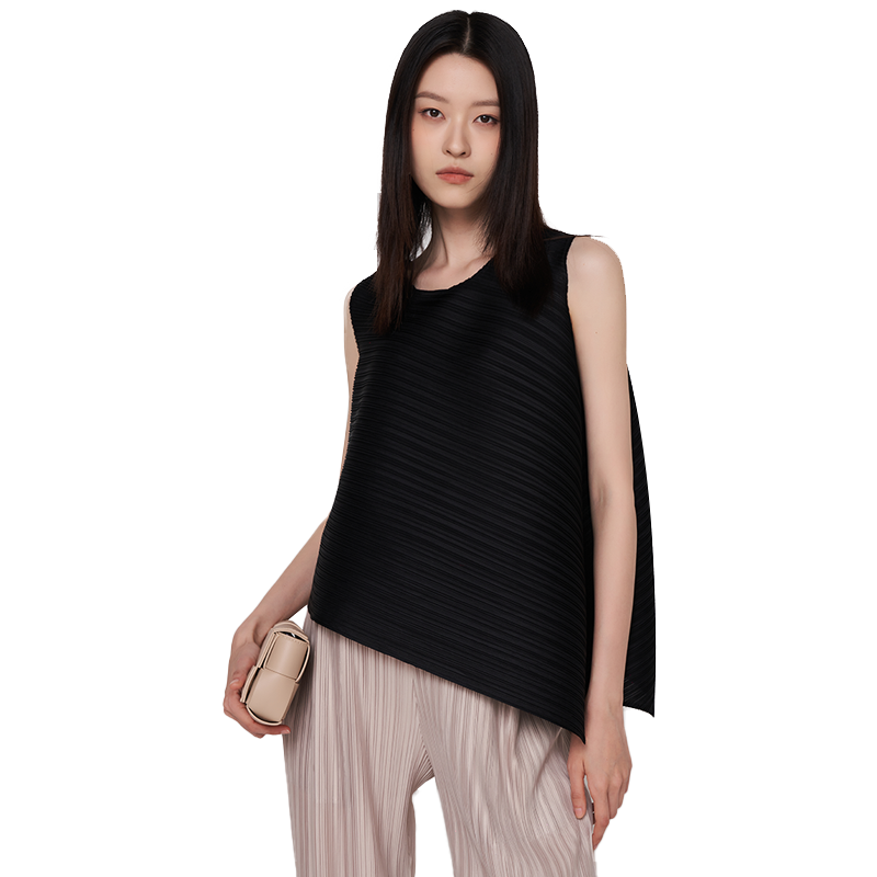 SELLYNEAR孕妇T恤夏季新款时尚宽松无袖不规则褶皱孕妇通勤装上衣
