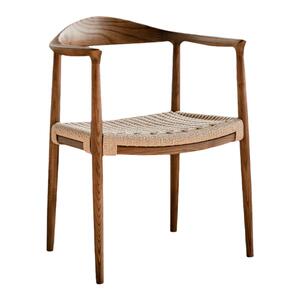 中古实木餐椅家用复靠背绳