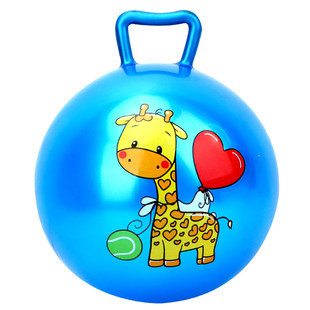 儿童环保婴幼儿充气小皮球拍拍手柄球0-3宝宝卡通球类玩具弹力球