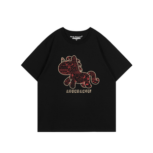 ulzzang小众可爱风减龄花灰色短袖t恤女2026新年氛围感穿搭上衣潮