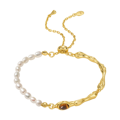 EOLO虎眼石珍珠拼接手链女