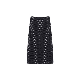 大码黑色波点休闲半身裙女夏季胖mm高腰显瘦遮肚中长款包臀a字裙