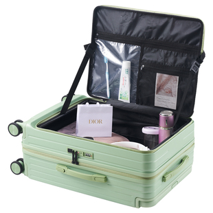 侧开盖深仓一体式行李箱女宽拉杆箱20寸24大容量旅行箱多功能登机