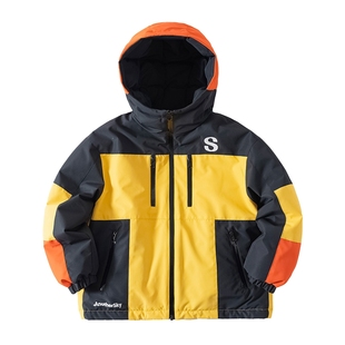 男童冬季撞色户外滑雪冲锋衣羽绒服爆款2025新款儿童防水防寒外套
