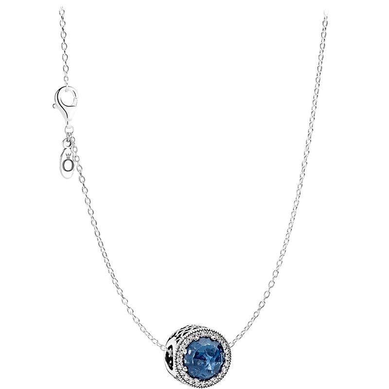 【情人节礼物】Pandora潘多拉海洋之心项链套装ZT0139深蓝色闪耀