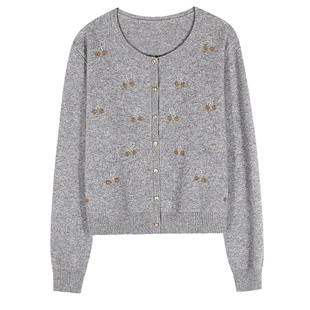 落落狷介 入秋韩系穿搭2025年新款设计感小个子针织衫全羊毛上衣