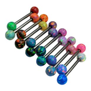 F-136钛合金乳钉14G5mm澳宝欧泊球 潮流穿刺饰品可喝酒舌钉防过敏