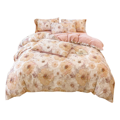 新款母婴级加厚磨毛ab面被套牛奶绒四件套保暖宿舍单人三件套冬季