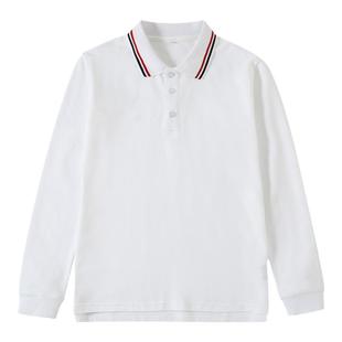 英伦校服学院风白色红白衣领春秋季男款纯色长袖T恤 透气校服