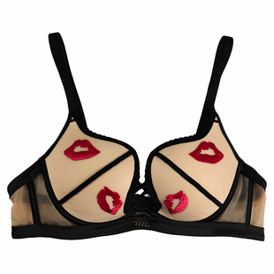 初吻刺绣水晶杯法式文胸女士软钢圈大胸显小夏季女式薄款聚拢内衣