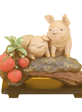 陶瓷荔枝摆件诸事顺利招财旺宅