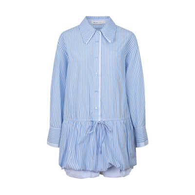 BLUEerror假两件条纹衬衫连衣裙