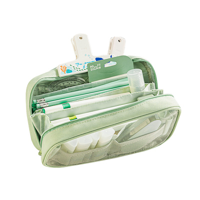得力高颜值大容量透明笔袋