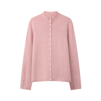 牦牛绒多纽扣立领内搭针织开衫