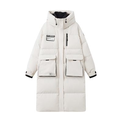 90白鸭绒工装羽绒服女长款到脚踝