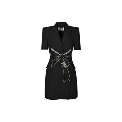 重工蝴蝶结西装马甲连衣裙