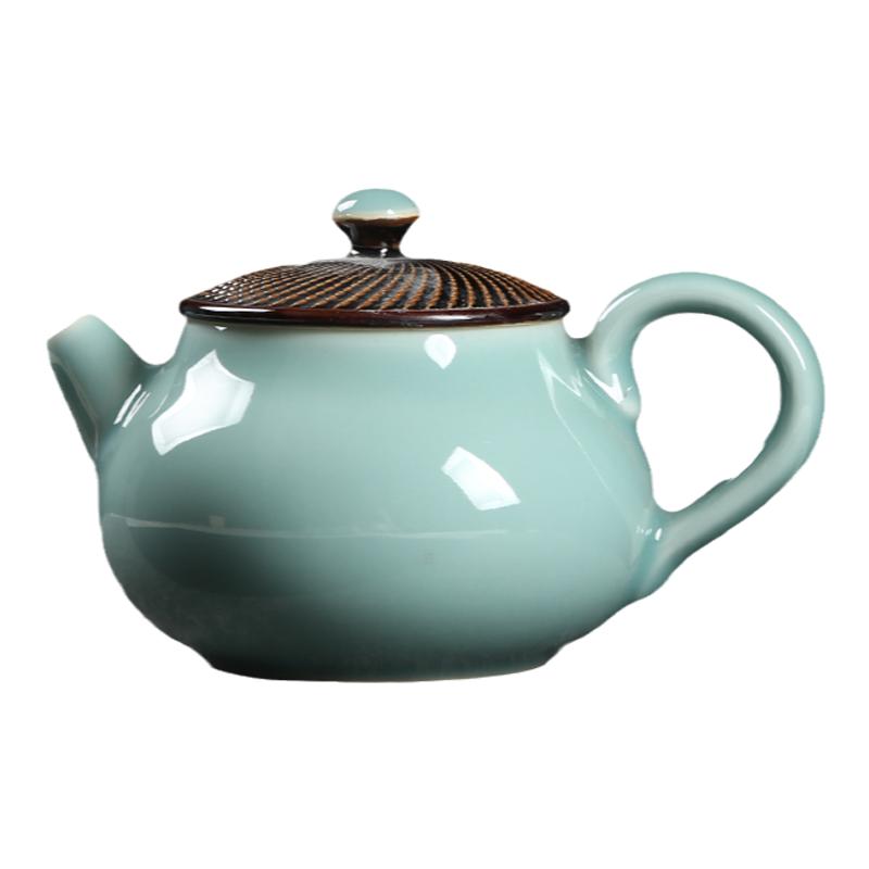 龙泉青瓷手工跳刀茶壶