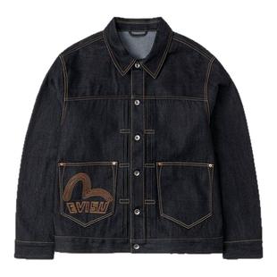 EVISU福神 2025秋季男士经典商标刺绣纯棉翻领牛仔夹克外套