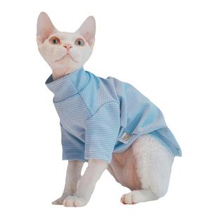 秋季加厚保暖无毛猫纯棉德文卷毛猫宠物猫咪衣服德绒简约休闲长袖