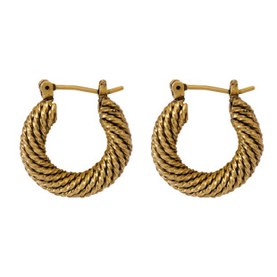 古铜色麻花耳圈2026新款爆款中古耳环圈圈设计感气质高级复古耳饰