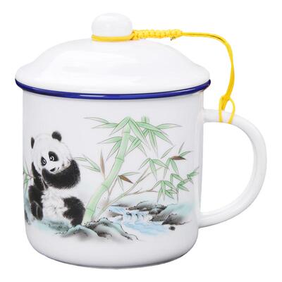 上禹陶瓷马克杯大容量带盖水杯复古茶缸家用老式办公室茶杯定LOGO