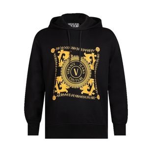 Versace/范思哲男logo印花全棉套头加绒连帽衫男士XY精选