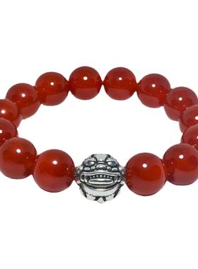 天然玛瑙配925泰银球形貔貅