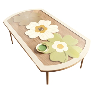 花朵透明椭圆形桌垫PVC软玻璃防水防油免洗桌布防烫桌面保护垫子