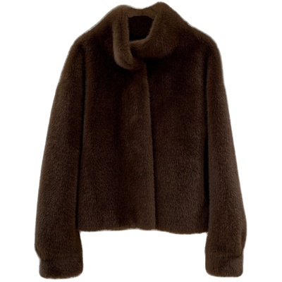 短款水貂绒环保皮草女冬毛毛外套