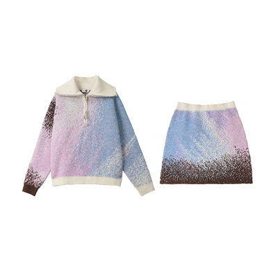 有耳uare渐变羊毛混纺毛衣套装