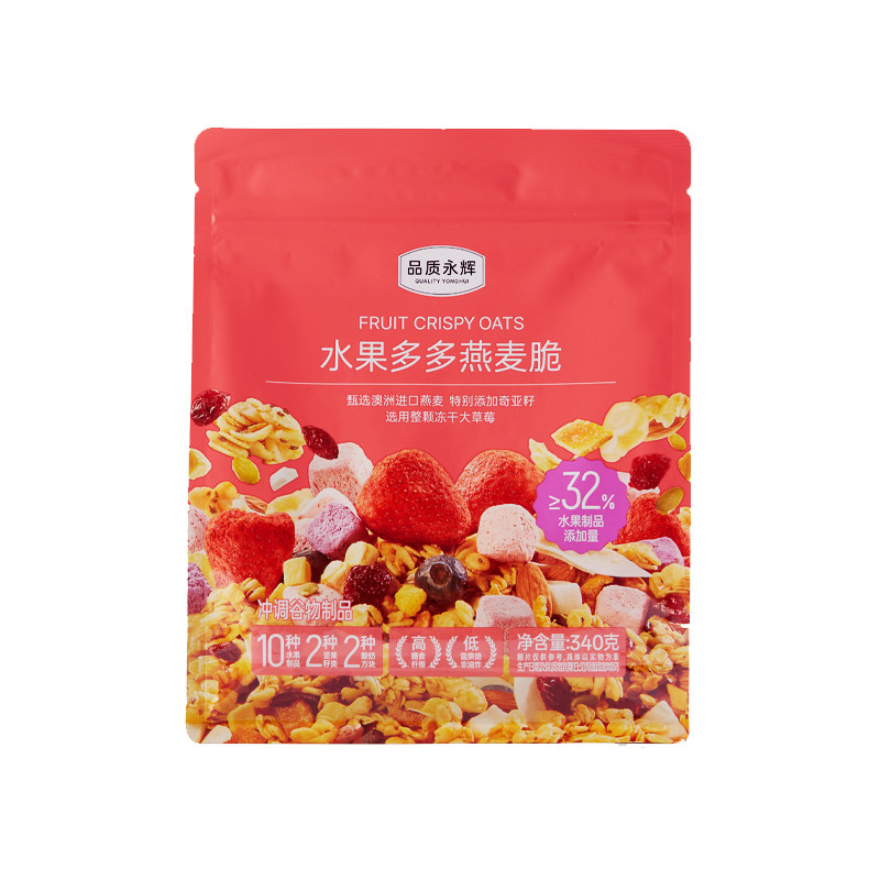 品质永辉水果多多燕麦脆340g水果/坚果混合麦片