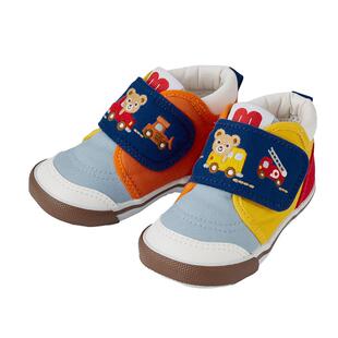 MIKIHOUSE日本制学步鞋男童普奇熊工程车炫彩刺绣二段男宝宝鞋子