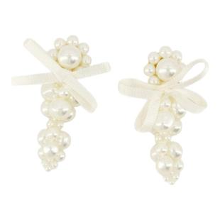 Simone Rocha 小巧蝴蝶结耳环 合成 白色复古时尚配饰