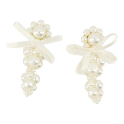 Simone Rocha 小巧蝴蝶结耳环 合成 白色复古时尚配饰