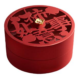 果盘客厅茶几家用乔迁之喜干果盘新年红色糖果盒零食摆放中式婚礼