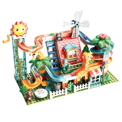 费乐大颗粒电动城堡滑道早教积木